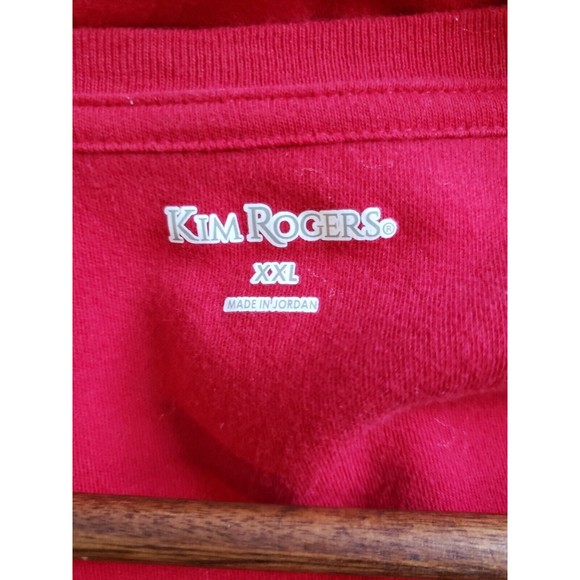 Kim Rogers Women's Red V Neck 100% Cotton Short Sleeve T Shirt Top Size XXL - Picture 3 of 6